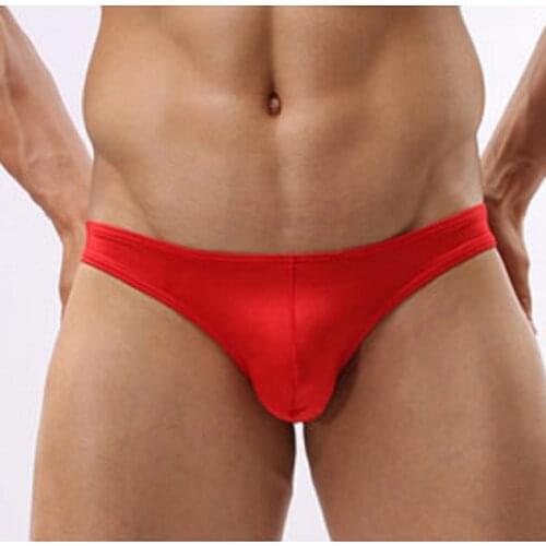 Men Low Waist Sexy Briefs U Convex Penis Pouch Solid Color Briefs Man Nylon Sexy Underwear Cueca Masculina Bikini Ropa Interior