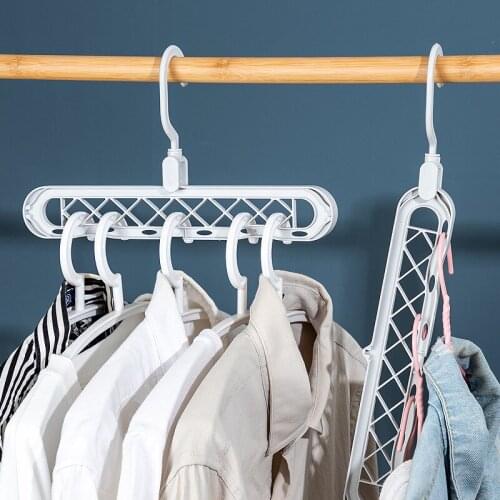 1Pcs 3Colors Portable Multi-function Home Storage Hangers Rotatable Clothing Rack 9 Holes Save Space PP
