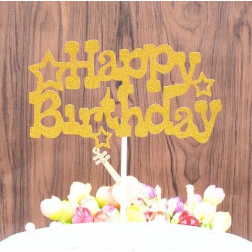 1 Pcs Letter Happy Birthday Cake Decoration Card Cupcake Cake Flags Double Stick For Birthday Party Baking Decoration Supplies