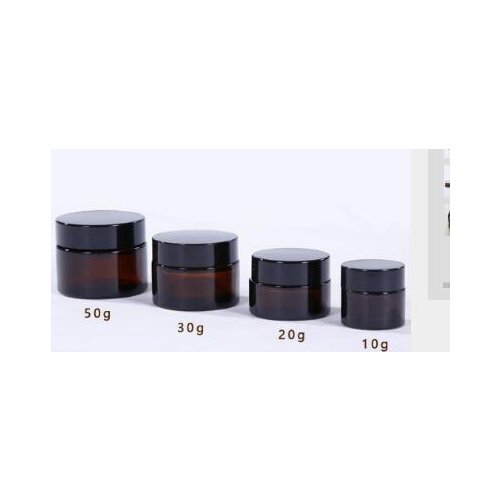10/20/30/50g Amber Round Glass Jars, Skin Care Cream Bottle Cosmetic Container,with Inner Liners and Gold/silver/black Lid li416