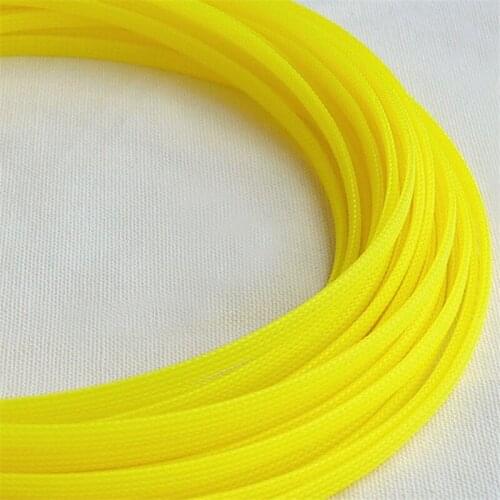 1/10/100 Meters Yellow - High quality 6mm Braid PET Expandable Sleeving High Density Sheathing Plaited Cable Sleeves