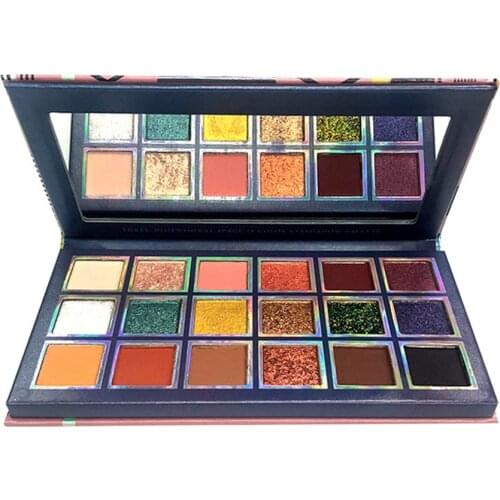 18 Colors Waterproof Small Eyeshadow Palette with Mirror Square Pigmented Powder Matte Shimmer Eye Shadow Makeup Pallete