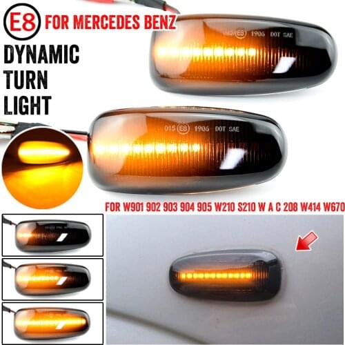 2 x For Mercedes-BENZ E-Class W210 C-Class W202 W208 Led Dynamic Side Marker Turn Signal Light Sequential Blinker Light