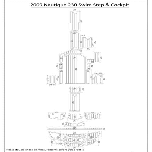 2009 Nautique 230 Swim Step & Cockpit Pad Boat EVA Teak Decking 1/4" 6mm