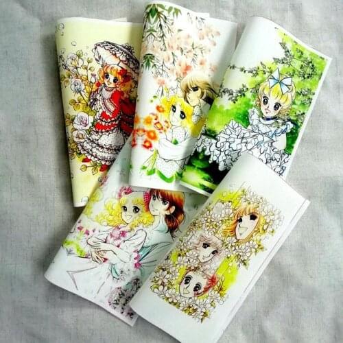 24*24cm 5PCS Leisurely life hand dyed digital printing Cotton linen Fabric DIY patchwork Home Textile canvas Comic girl SL-155