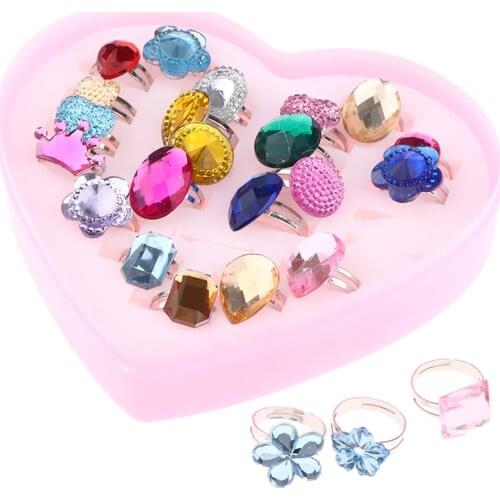 24pcs Little Princess Jewelry Rings for Pretend Play Birthday Party