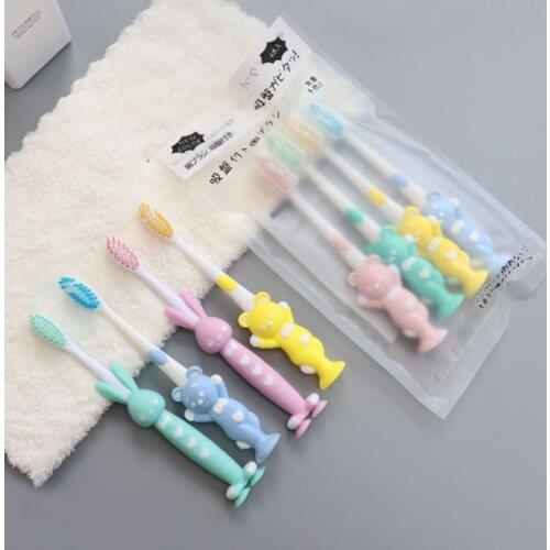 New 4pcs Household Cartoon Toothbrush Soft-bristled Cute Clean Teeth Silicone Brushing Training Toothbrushes 2020 Dropship