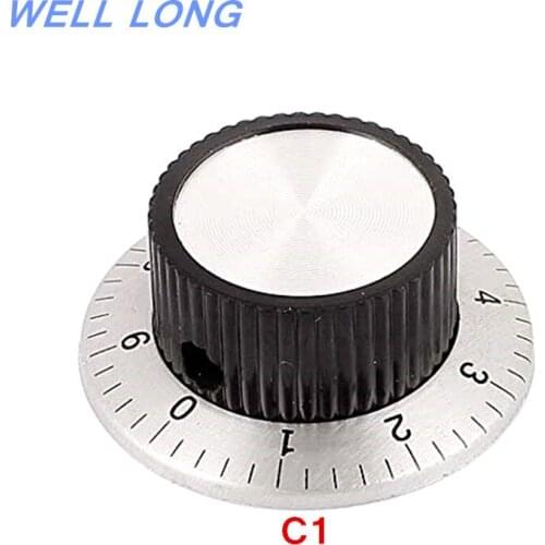 5pcs potentiometer knob C1 with dial, aluminum knob, digital knob, 37mmX 15mm, hole 6.0mm inner diameter