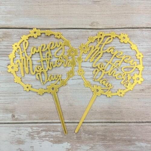 5pcs mothers day cake topper event Acrylic cake topper gold