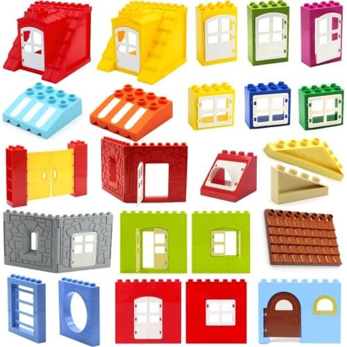 Big Building Blocks Family House Door Roof Window wall Accessories Bricks Series Big Particles Toys For Children Gifts
