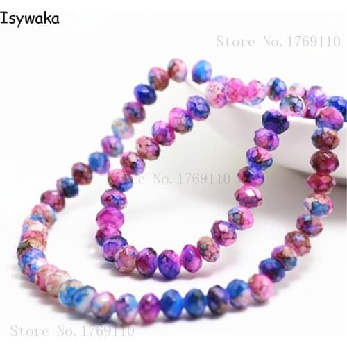 Isywaka Fashion 4x6mm 50pcs Rondelle Austria faceted Crystal Glass Beads Loose Spacer Round Beads for Jewelry Making No.15R6