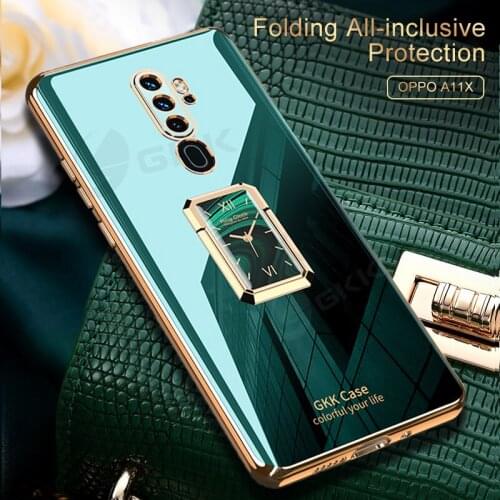 GKK Luxury Plating Pattern Case For OPPO A5 A9 2020 A11 A11X With Ring Stand Anti-knock Soft Phone Cover For OPPO Reno 2 2Z Case