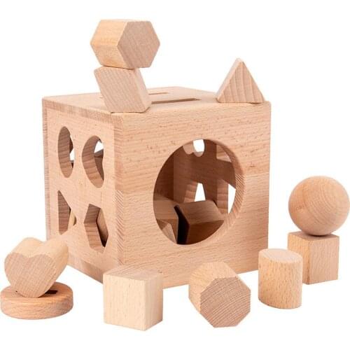 Wooden Geometric Shapes Montessori Puzzle Sorting Math Bricks Preschool Learning Educational Geometric Shape Matching Toy
