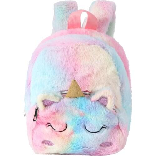Kids Mini Backpack To School Cartoon Unicorn School Bags for Girls Kawaii Plush School Backpack Toddler Backpacks Bag
