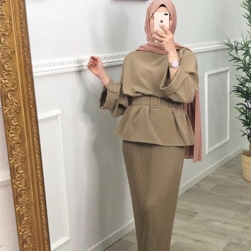 Elegant Two Pieces Muslim High Demand Blackout Islamic Sets Womens Abaya Long Stretch Two Pieces Prayer Abayas F2798