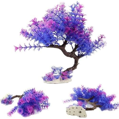 Purple Curved Tree Plastic Water Grass Fish Tank Aquarium Decoration High Quality Simulation Water Grass Turtle Tank