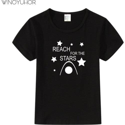 Rocket Stars Space Print Tshirt Boy Girl T Shirt For Children Toddler Clothes Summer Funny Cartoon Short Sleeve Top Tees