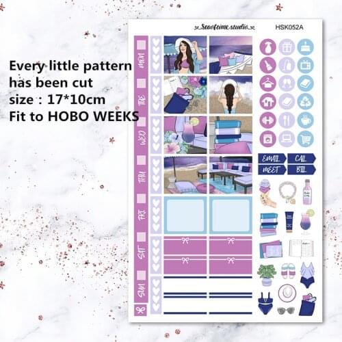 2PC Beach night Stationery stickers Decorative Sticker DIY Planner diary Adapted to Hobo weekly plan Stickers