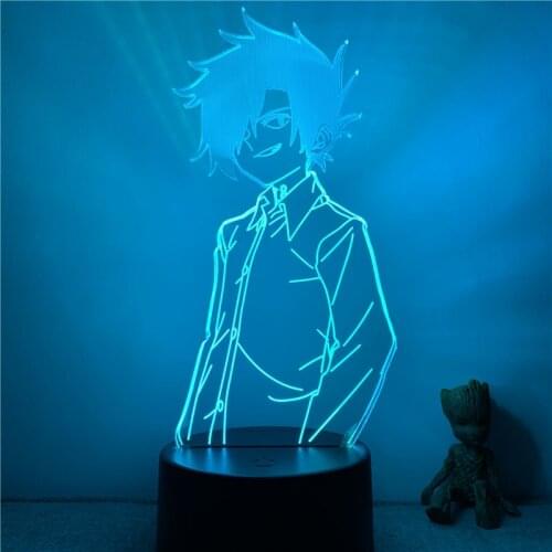 Anime The Promised Neverland Ray Cool Smile 3D Nightlight Action Figure 7 Colors Touch Optical Illusion Table Lamp Gift Decor