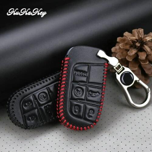 Leather Car Key Cover with Metal Key Holder For Jeep Wrangler Patriot Grand Cherokee Compass Liberty Car Interior Accessories