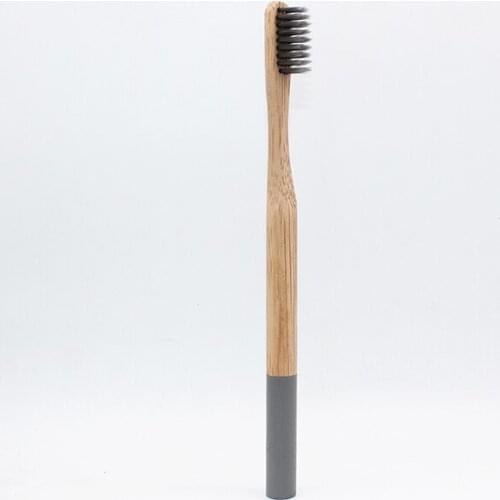 500pcs Rainbow Bamboo Toothbrush Round Bamboo Handle Black Bristle Adult Tandenborstel Wooden Handle Low carbon Toothbrush