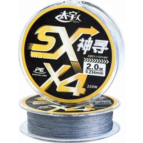 Fishing Line PE 100M 4 Strands Braided 15-48LB Polyethylene Fiber Cut Water Fast Strong Pull Lure Tackle Multifilament YX0003