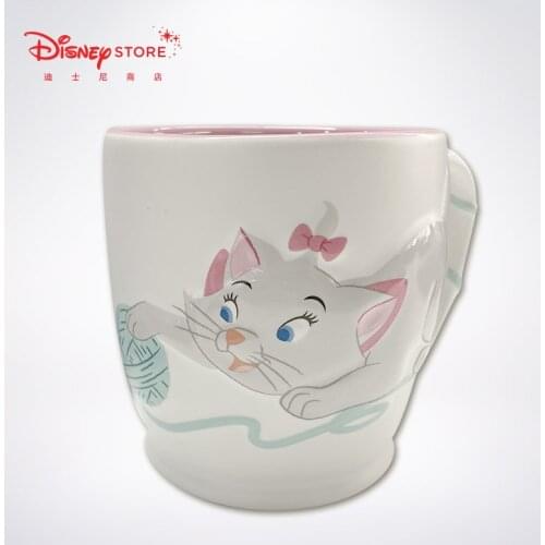Disney limited edition fashion cute cartoon ceramic water cup Mary cat mark cup home creative milk coffee cup