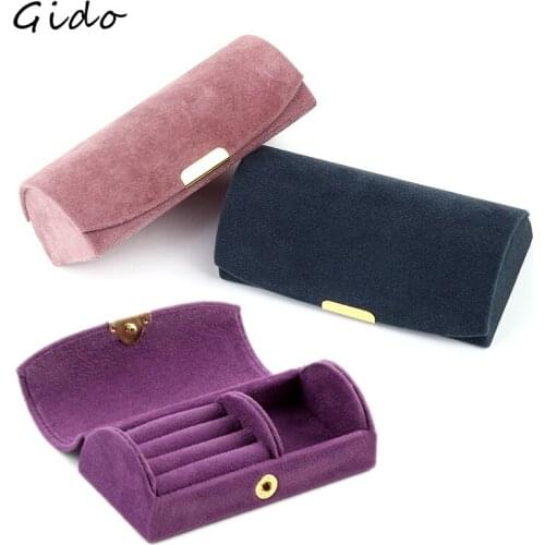 Fashion Portable Velvet Jewelry Box Jewel Case 3 Colors Ring Holder jewlery box packaging