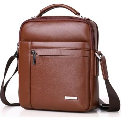 Men Genuine Leather First layer Cowhide fashion Handbag Crossbody Shoulder Bag Leisure travel Cigarette Case Cell Phone Pocket