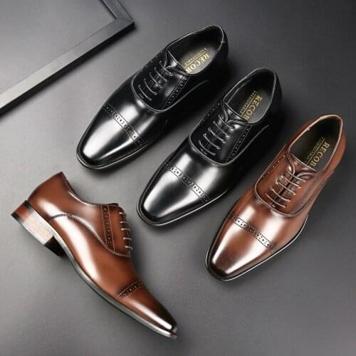 New Men Buckle Shoes Genuine Leather Lace-Up Formal Casual Business Office Size 39-45