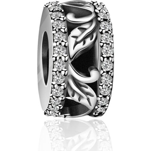 2019 NEW 100% 925 Sterling Silver Retro Hollow Leaves Septum Charm Suitable DIY Bracelet Gift Women 3041-3060