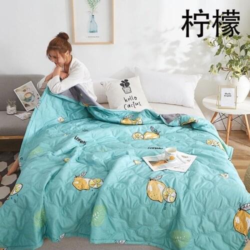 2021 New Thin Quilt Summer Comforter Microfiber Stitching Print Air-Condition Throws Bed Cover Blue Yellow Green Pink 18 Colors