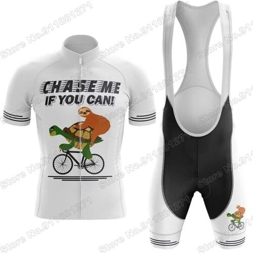 New Chase Me Cycling Jersey Set Summer Bicycle Clothing Road Bike Shirts Suit Bicycle Bib Shorts MTB Ropa Maillot