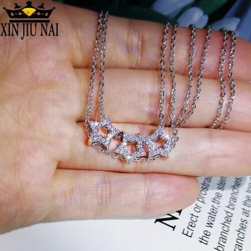 Cross-border hot style European and American INS simple wind full of zircon five-pointed star pendant female necklace