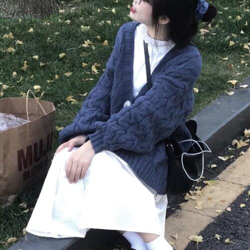 2021 Autumn Kawaii Knitting Sweater Coat Women Solid Casual Outing Sweet Sweater Cardigan Female Winter Button Designer Cardigan