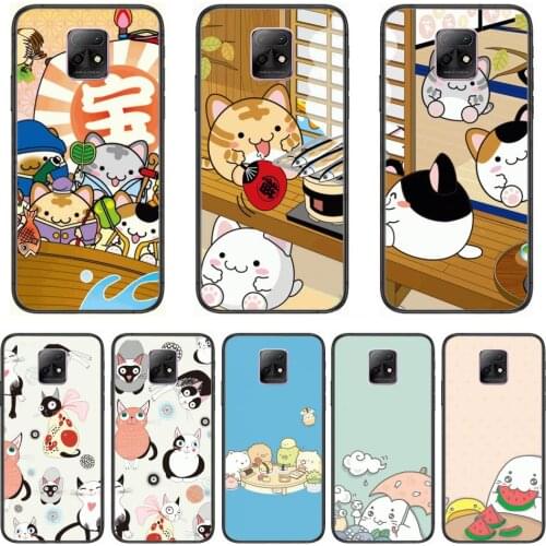 Lovely Japan Cartoon Animation Cat Dog Character Phone Case For XiaoMi Redmi 10X 9 8 7 6 5 A Pro S2 K20 T 5G Y1 Anime Black Cov