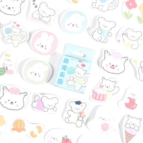 46 pcs/box Cute Pet Paradise Series Decorative Stationery mini Stickers Scrapbooking DIY Diary Album Kawaii Stick Lable