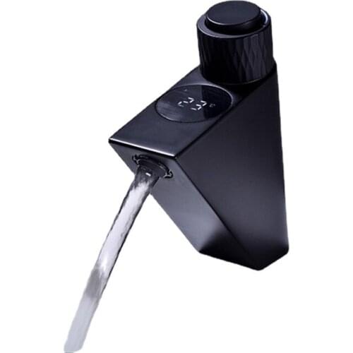 Hydropower Smart digital Tap Modern Deck Mount Chrome Black bathroom Mixer Basin faucet with Digital Temperature Display