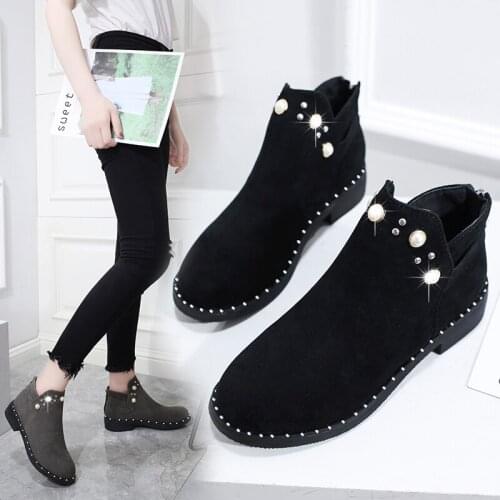 Womens Short Boots Ladies Fashion Ankle Short Boots Leather Shoes Sneakers Ladies Winter Shoes Flock Warm Boots feminina salto