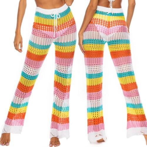 Womens Summer Dresses Beach Swimsuit Dress Swimsuits 2019 Pareo Coverup For Women Sexy Legged Pants Elastic Iridescence Hollow