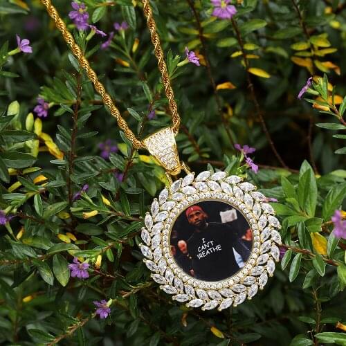 1 Hip Hop Charm Jewelry Big Custom Photo Zircon Horse Eye Stone Roundness Solid Chain Necklaces Pendants Customized Products