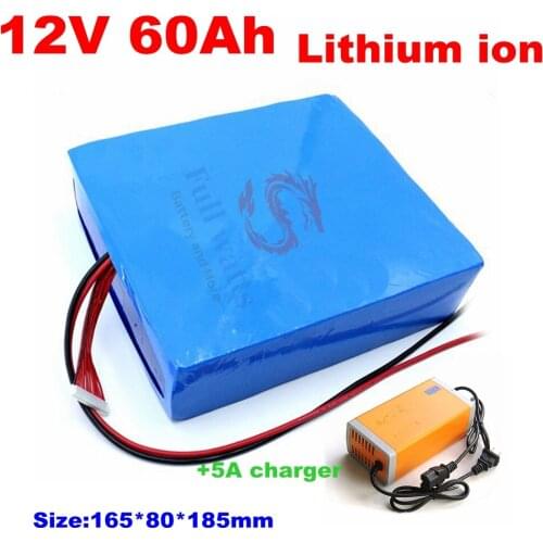 12V lithium ion battery pack 12V 60AH li ion bateria 18650 for 12v 800w Hunting searchlight Trolling Motor camping streetlight
