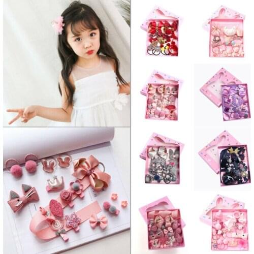 18Pcs/set Hairpin Baby Girl Hair Clip Bow Flower Mini Barrettes Star Kids Infant Girls Princess Headwear
