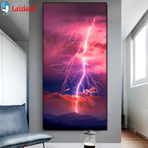 5D DIY diamond painting large size lightning landscape porch decoration cross stitch full square round diamond Emeroidery art