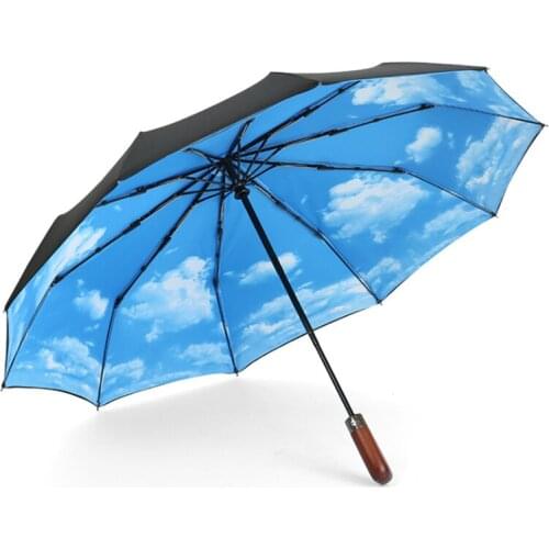 Ten Bone Automatic Folding Umbrella Female Male Car Double layer Umbrella cloth Luxury Large Windproof Umbrella Umbrella