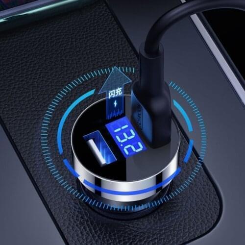 3.1A Dual USB Car Charger 2 Port LCD Display 12-24V Cigarette Lighter Socket for Volvo S40 S60 S80 XC60 XC90 V40 V60 C30 XC70