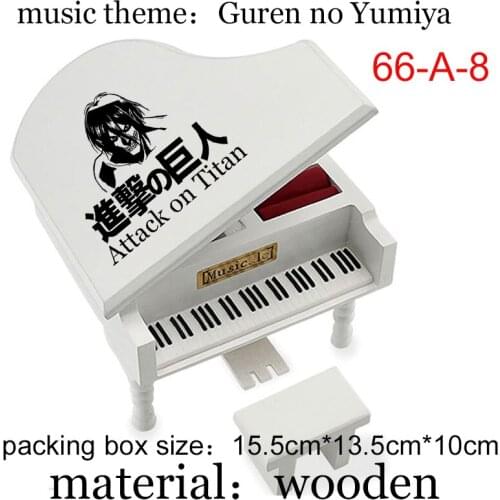 Wooden piano shape wind up mechanical Guren no Yumiya anime attack on titan Shingeki no Kyojin music box for Chirstmas gift toy
