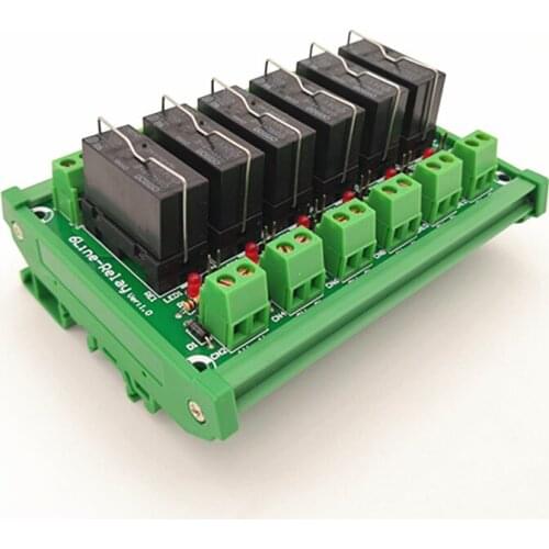 DIN Rail Mount 6 SPDT 16A Power Relay Interface Module,OMRON G5RL-1-E 24VDC Relay