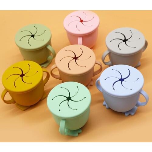 Flexible Baby Learning Feeding Bowl Heat Resistant Silicone Food Bowl Cup with Handle Baby Toddler Snack Dishes Plate Tableware