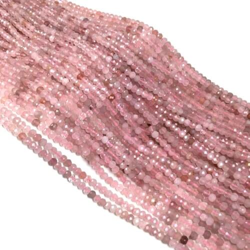 Natural Stone Faceted Scattered bead Pink crystal small Beads for Jewelry Making DIY Necklace Bracelet Accessories size 3x4mm